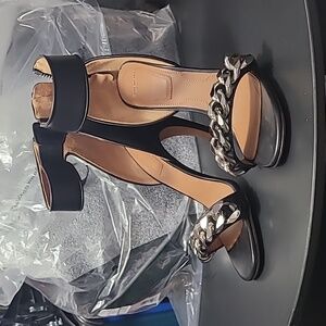 Givenchy sandals black silver chain size 8